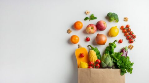 boodschappen tas groente fruit grijze afbeelding
